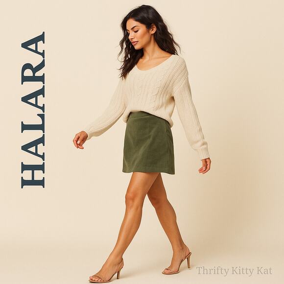 HALARA Pants - Halara High Waisted 2 in 1 Corduroy A Line Mini Skort Icy Bamboo Green‎ XS NWT